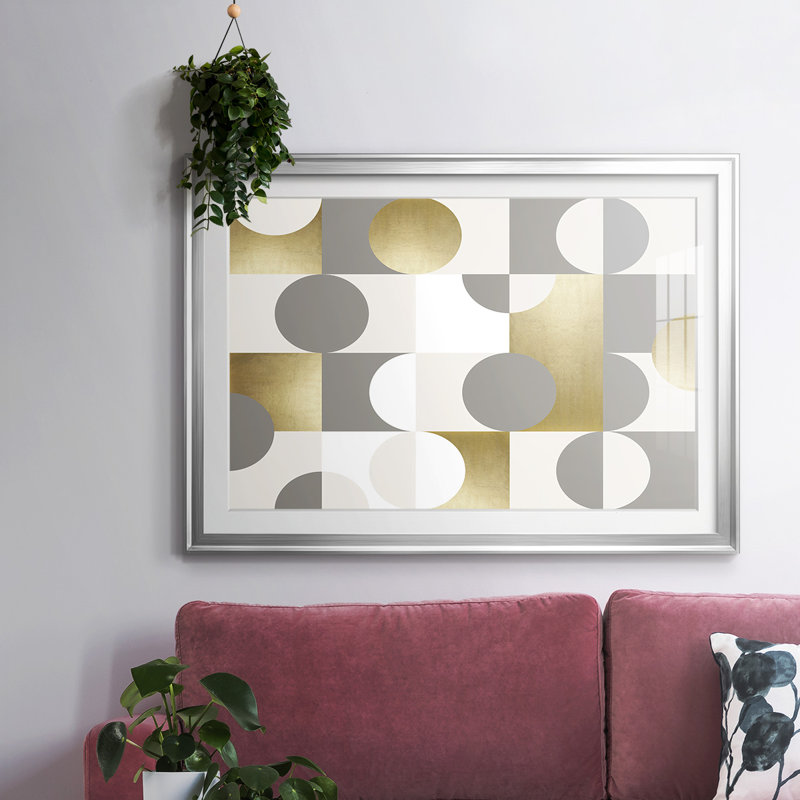 Modern Gold Reflections-FramedFramed Print W Beveled Matt and Glass, Argent, H 15 po x l 21 po x P 1,5 po