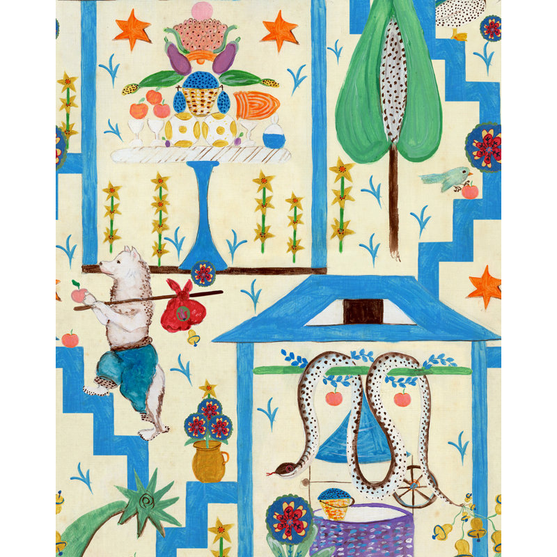 WONDERLAND Taupe Wallpaper, Blue/Green/Taupe