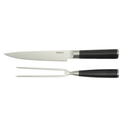 Babish 2-Piece Carving Knife and Fork Set – 8-Inch Stainless Steel Carving Knife with 6.5-Inch Fork –  Ergonomic ABS Handles