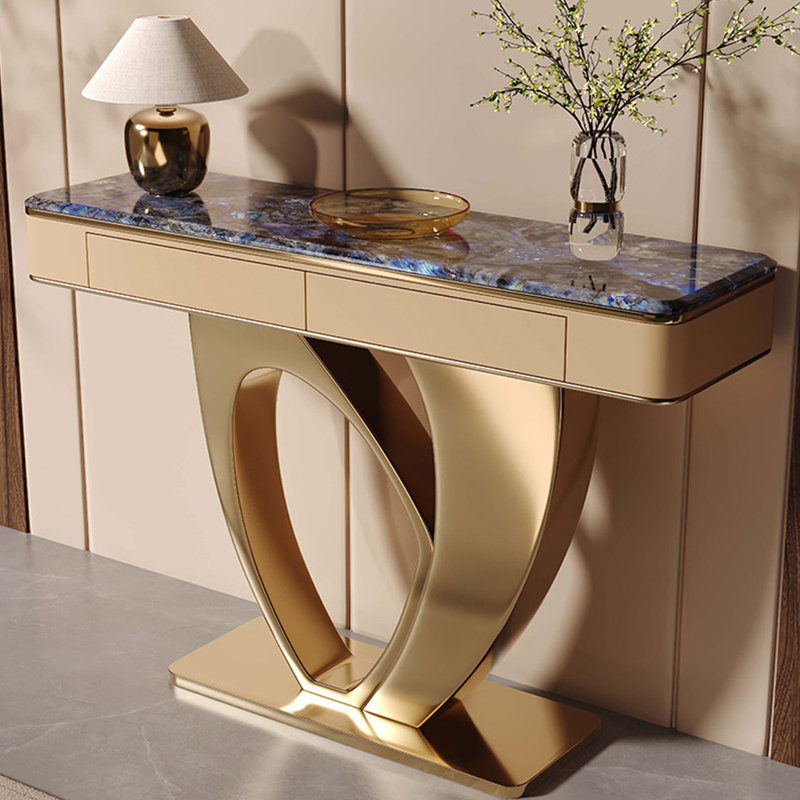Console moderne et simple haut de gamme, 33,5 po H x 63 po L x 13,8 po P, Doré
