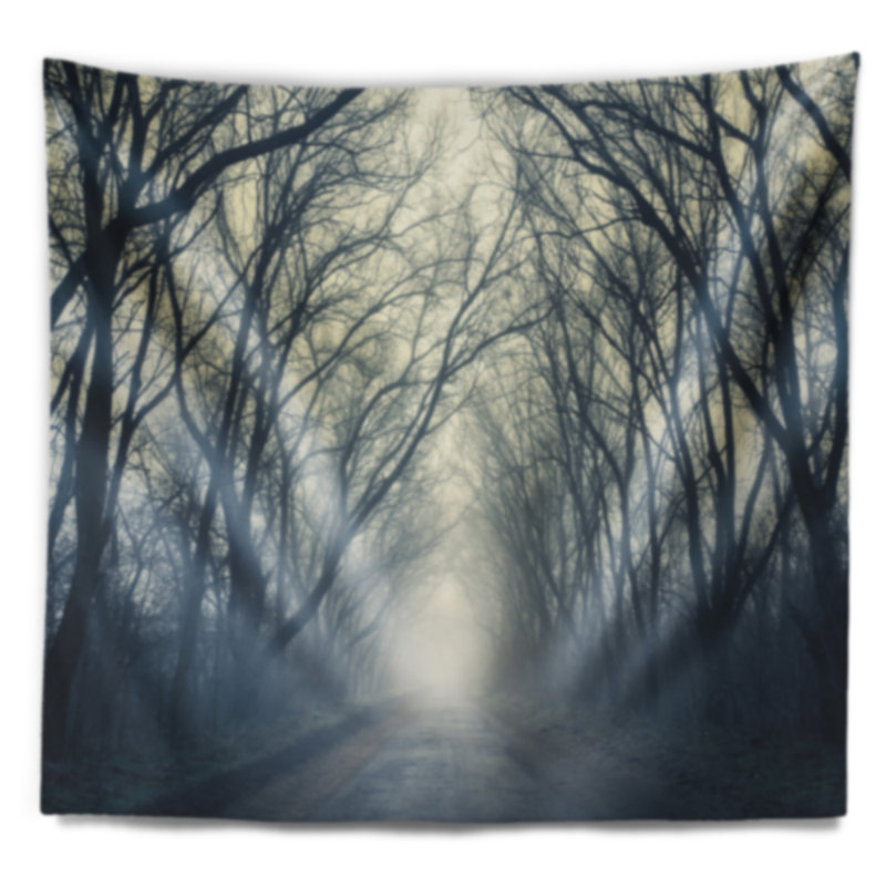 Tapisserie sombre forêt d'automne dans le brouillard, H 50 po x l 60 po