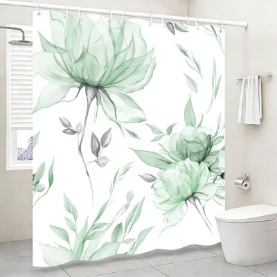 Patchwork Floral Bath Curtain 72x72", with Hooks, Colorful