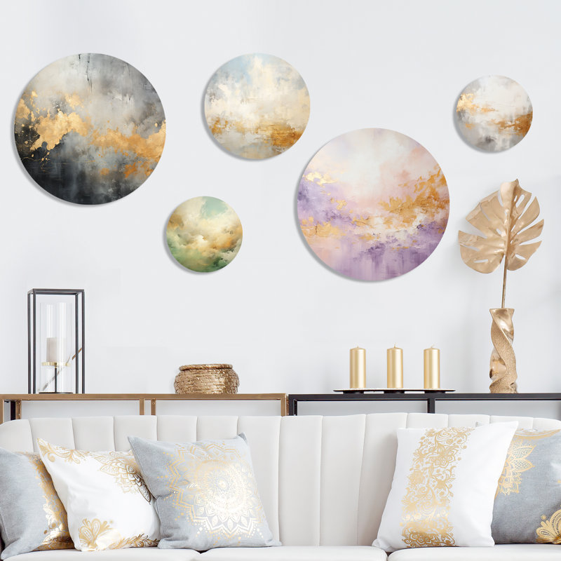 Elegant Sky Whispers - ensemble d'art mural rond Sky Sky