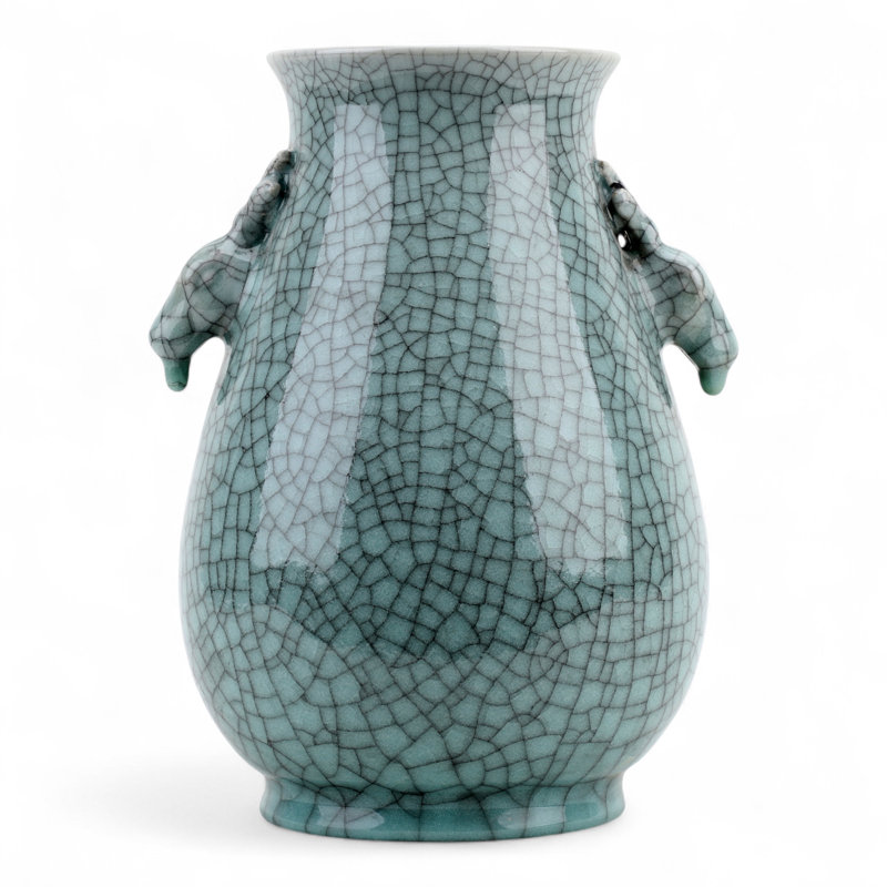 Porcelain Deer Head Handled Vase