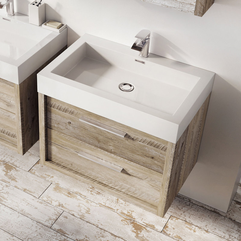 Walker 600mm Single Bathroom Vanity with Integrated Resin Basin, Light Sawn Oak