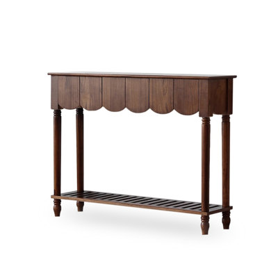 Light Walnut Solid Wood Rectangular Shape Console Table