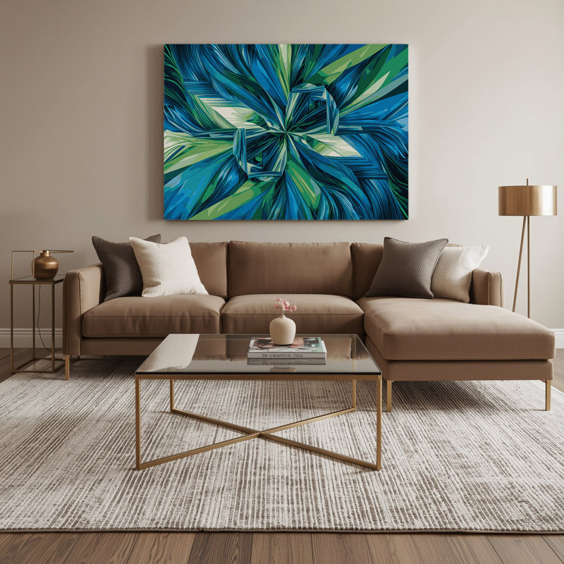 «Geometric Abstraction 67», art mural sur toile bleue, H 11 po x l 14 po