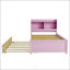 Lit simple avec lit gigogne et bibliothèque, lit plateforme, rose