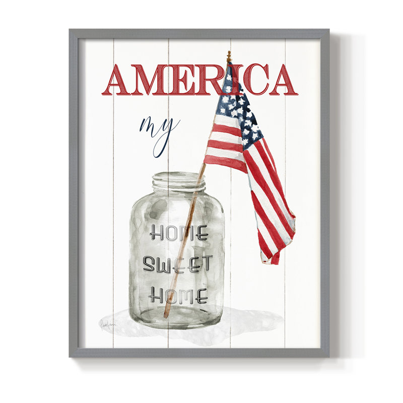 «America My Home Sweet Home», reproduction encadrée - bois massif, Gris, H 15 po x l 12 po