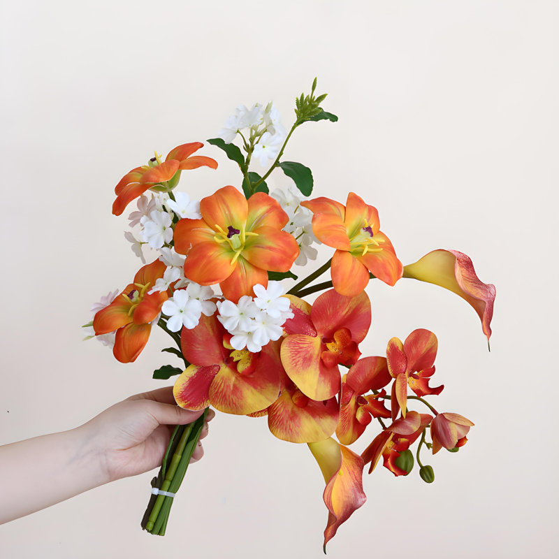 Ornements de fleurs simulées, Orange, Noir