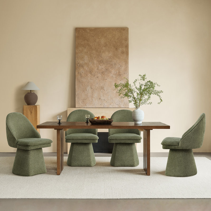Chaise pivotante rembourrée en tissu, 4, Vert mousse