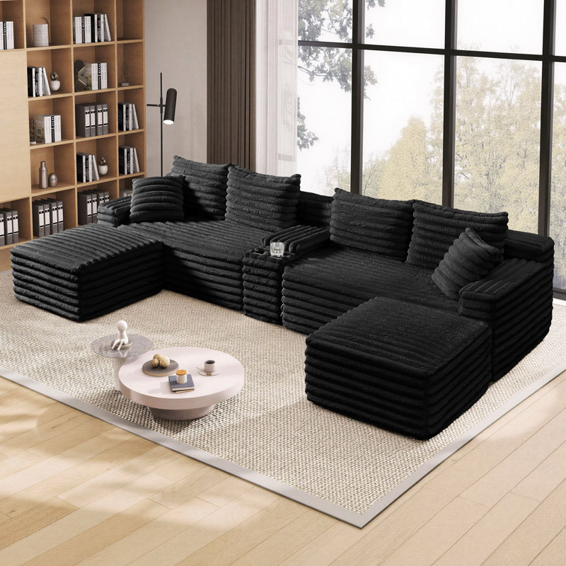 Canapé modulaire Boneless 127 po Cloud Couch, Black Corduroy