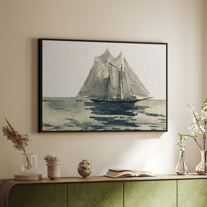 «Vintage Nautical Print-CCIX» sur, Toile avec cadre flottant noir, H 17 po x l 25 po