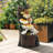 19" Tall 4-Tier Rustic Duck & Sunflower Outdoor Water Fountain with LED Light, Handcrafted Embossed Resin Garden Sculpture