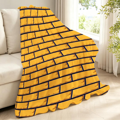Jeté en molleton jaune ultra doux, imprimé recto Wall of Brick Road