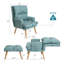 Fauteuil d'appoint moderne avec repose-pieds, fauteuil en tissu avec pieds en bois et dossier réglable-276557246