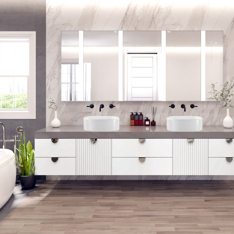 Regatta Poured Square Vessel Bathroom Sink, Matte White