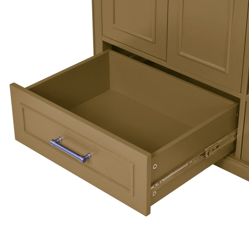 36'' Single Bathroom Vanity With Ceramics Top, Brown