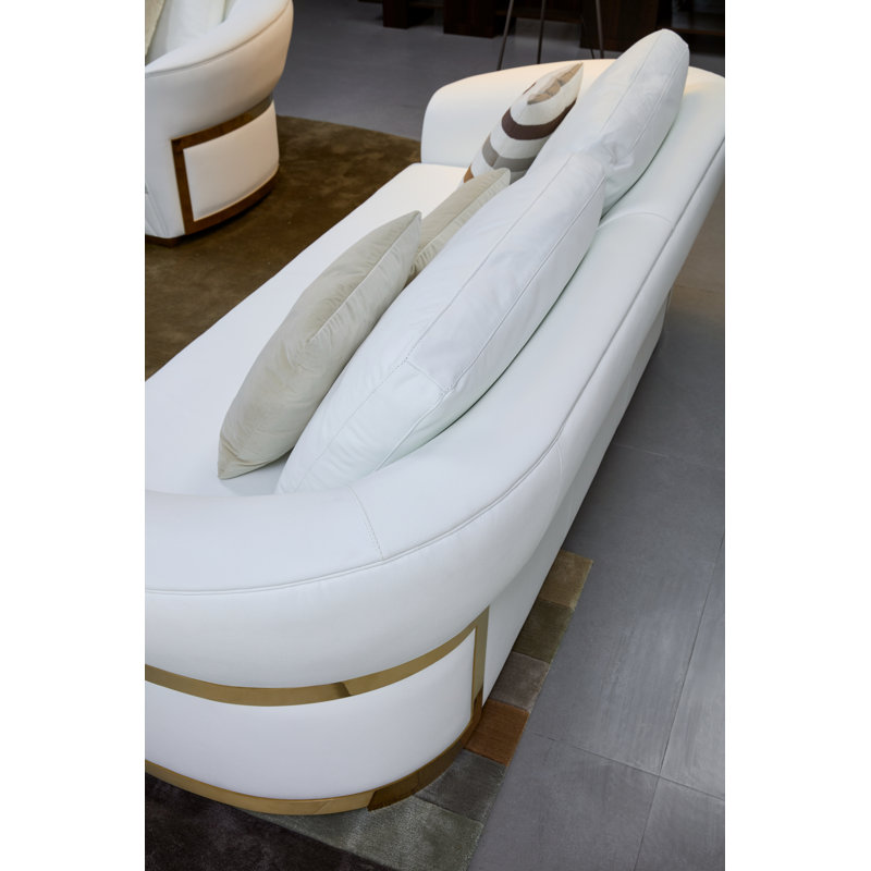 Sofa, White Genuine Leather