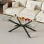 Table basse de 39,37 po rectangulaire en verre trempé transparent, design élégant avec pieds en métal, table basse de salon-212059535-212059520