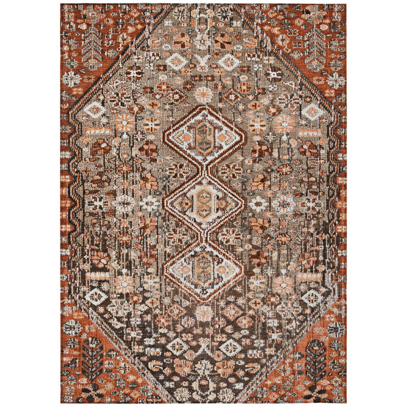 Tapis fudge Xhevrie intérieur / extérieur lavable à la machine, Rectangle 9 pi x 12 pi