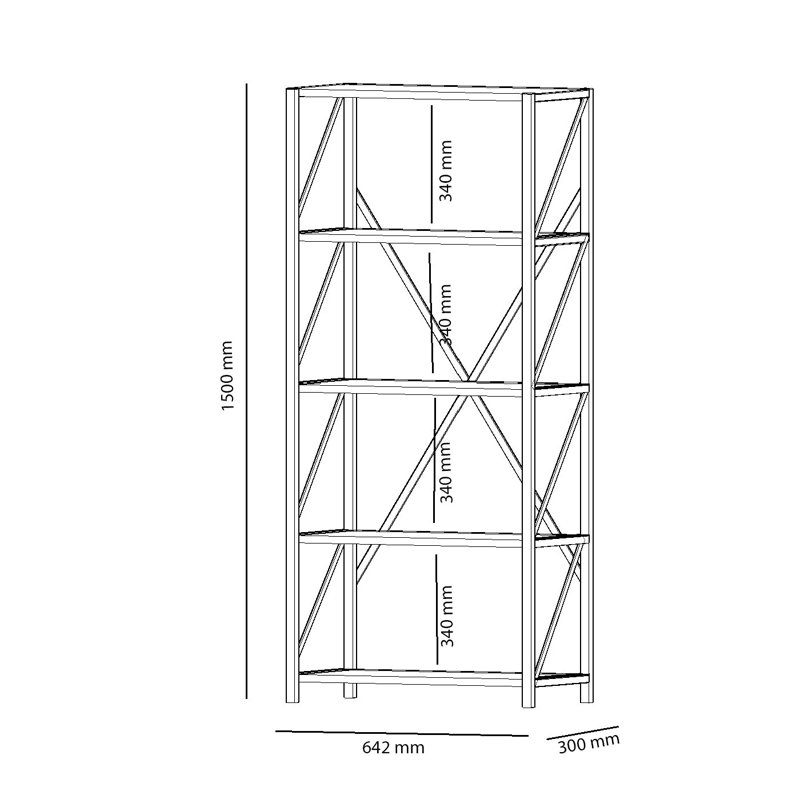 Étagère à livres H 59,06 "x l 25,28" Zenaida, Noyer
