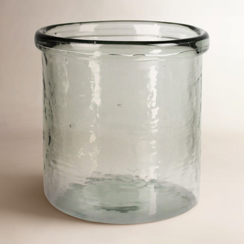 Banded Cylinder, Glass, 6.75" H x 6.75" W x 6.75" D
