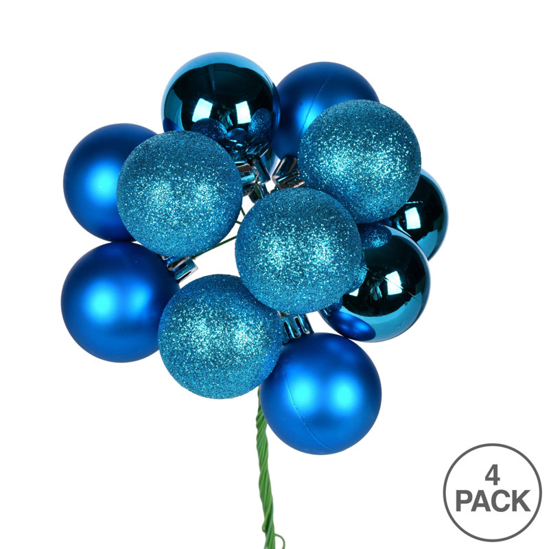 12" Ball Ornament Christmas Pick, Turquoise