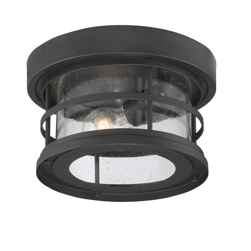 Abbotsford 1 - Bulb Outdoor Flush Mount in Black, 6" H x 10" W x 10" D, Black