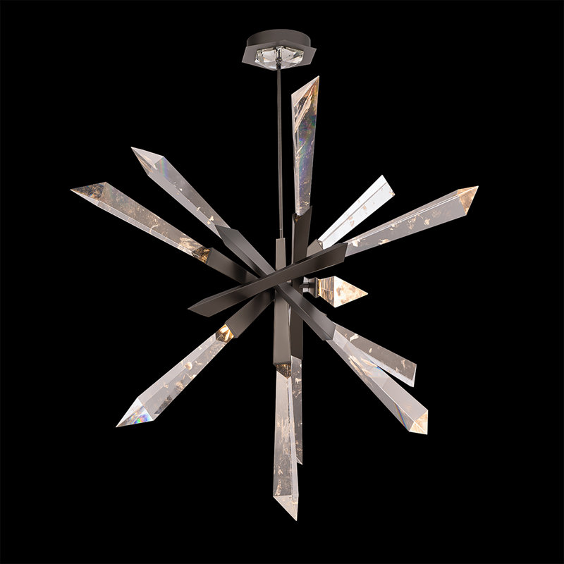 Solitude 12 Light Crystal LED Chandelier, Antique Nickel