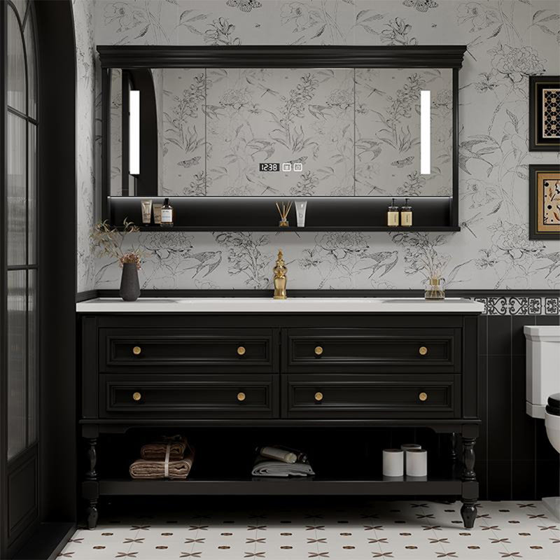 Armoire de salle de bain américaine rétro, H 31,5 po x l 47,24 po x P 21,65 po, Noir