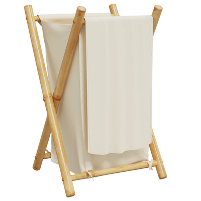 Vidaxl Laundry Basket Cream White 16.3"X14.2"X25" Bamboo