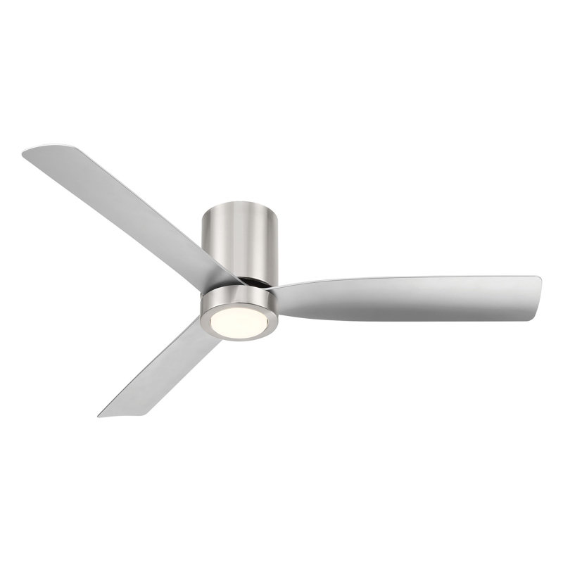 Ventilateur de plafond 3 pales 52 pouces avec télécommande et lumière à intensité variable CORMAC , Nickel brossé