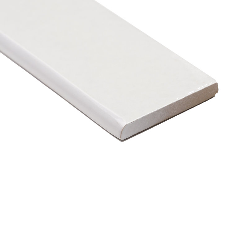 Mojave 2" x 10" Bullnose Zellige Porcelain Tile, Bianco White