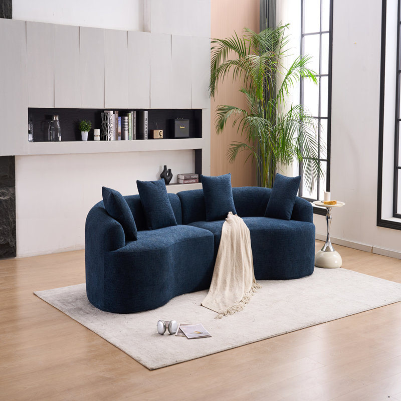Canapé Boneless à 4 places avec tissu chenille, 30D, 60 éponges pleines, 4 coussins pour le salon, canapé-lit modulaire pour la maison
