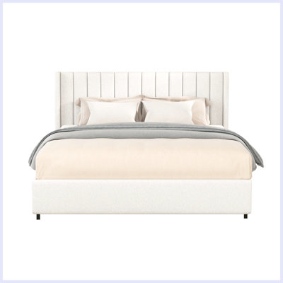 Grand lit plateforme tapissier Grimona Anda Ivory