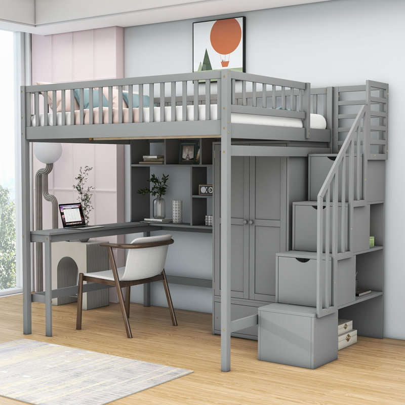 Harriet Bee Heflick Kids Full Loft Bed with Drawers | Wayfair