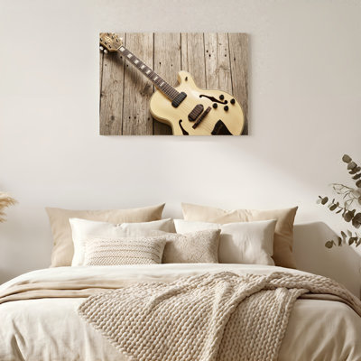«Gallery Wrap», art mural sur toile pour le salon, la chambre à coucher, le bureau ou le vestibule - Décoration murale décorative avec bois de guitare
