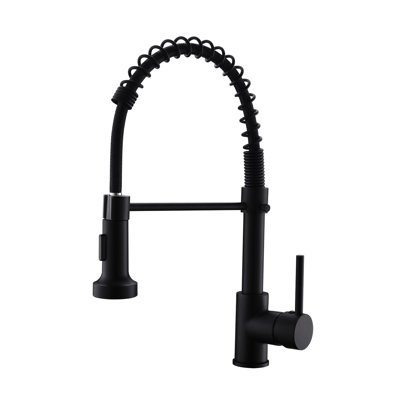 Pull Down Kitchen Faucet In Black - Single Lever Control, Brass, Stable Water And Temperature Matte , To Wear, Stream Spray Options
