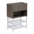 Full Metal Platform Bed With Storage, Wooden Cabinet, In White Hue Fashionable Look-1953689979