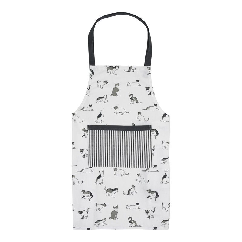Cotton Chef Apron, White/Grey/Black