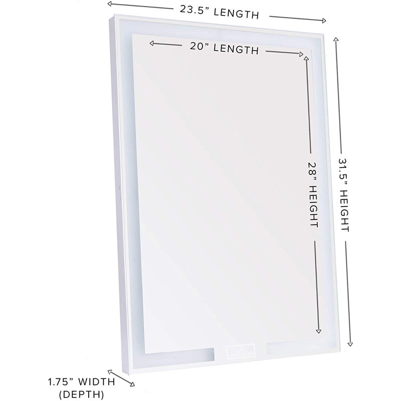 Royale Elegance Makeup Mirror with Touch Logo Sensor Rectangle Shape Vanity Mirror with LED Light, 31.5" x 23.5"