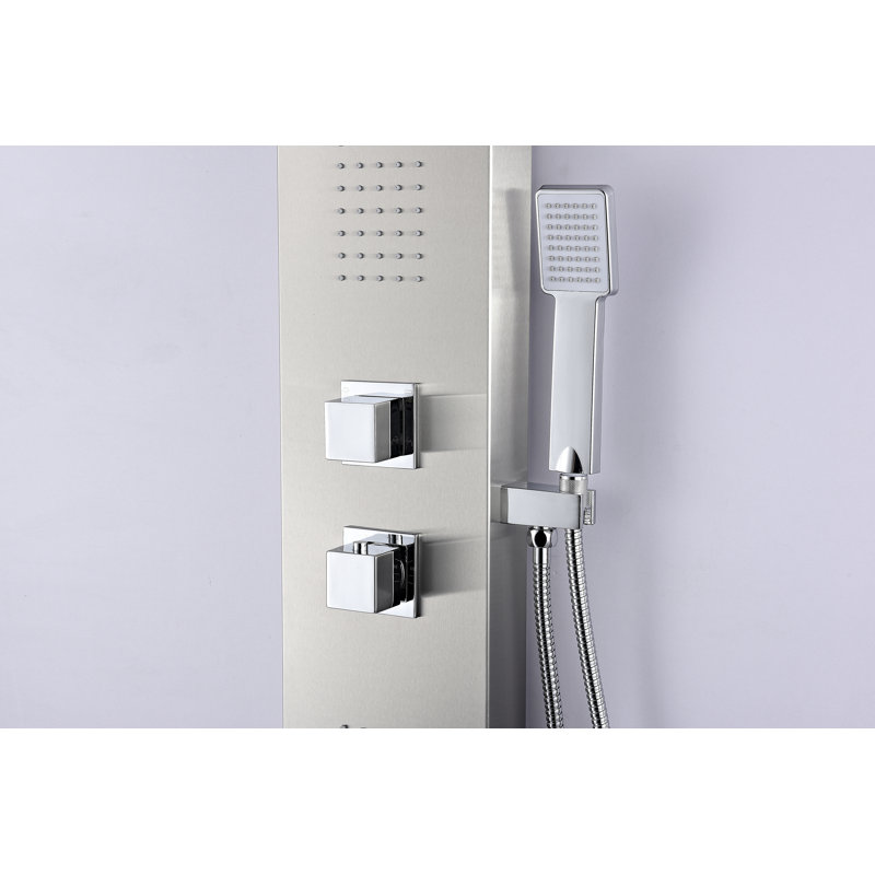 Expanse 64'' Brushed Steel Full Body Shower Panel with Jets