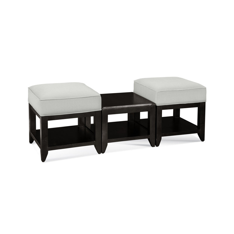 Elements Upholstered Cube Ottoman, Antique Black, Beige Performance Fabric; 0851-73