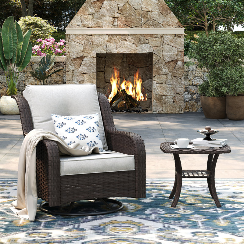 Patio Swivel Rocker Chair with Side Table, Gray