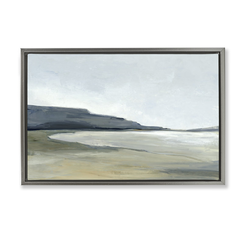  Toile flottante encadrée «Mute Coastline Cliff» par Hannah Dawson, H 21 po x l 31 po, Cadre flottant gris lustré