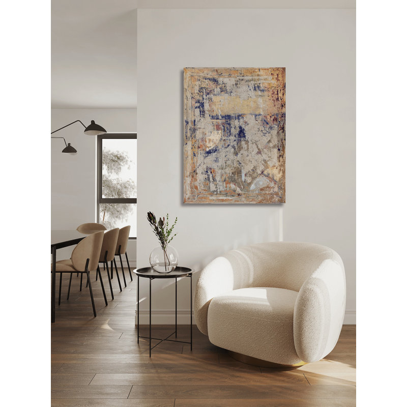 Vintage Abstract - Artist Enhanced Canvas Print, 41.5" H x 31.5" W x 1.75" D, Black Framed Canvas