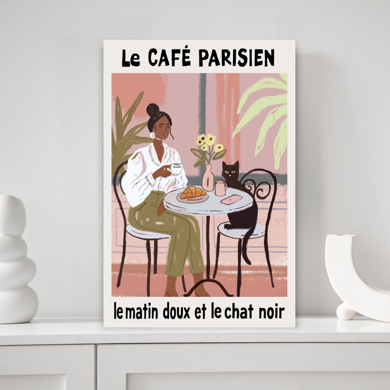 Art mural moderne minimaliste Le Cafac Parisien, H 18 po x l 12 po