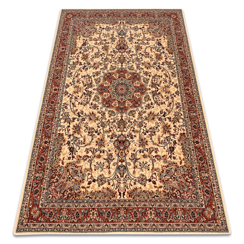 Dhrampla Oriental Wool Area Rug, Beoge/Red, Rectangle 200 x 300cm