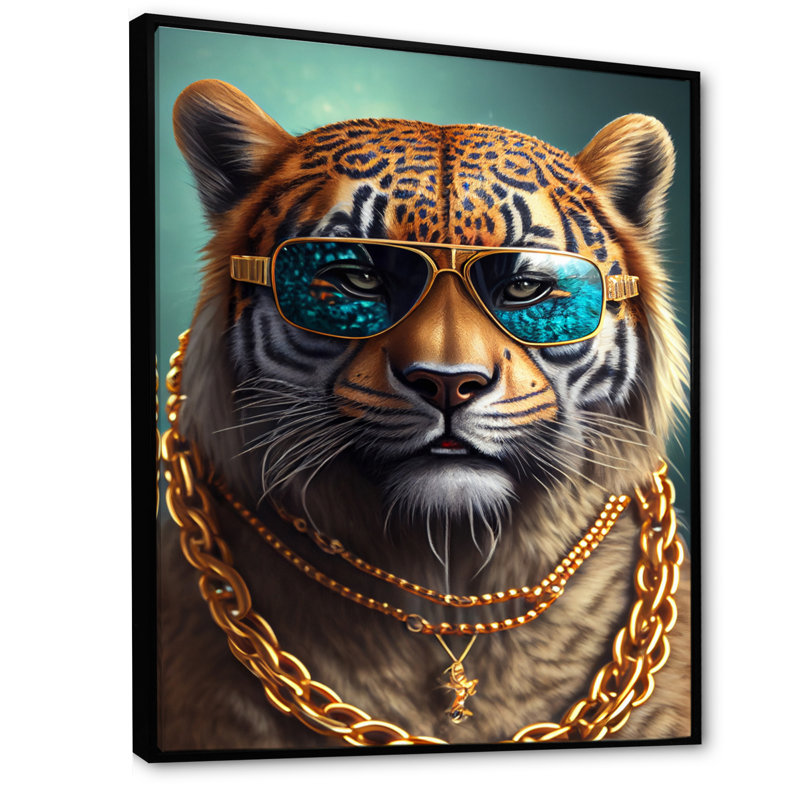 «Tiger Gambler I», reproduction encadrée sur toile, L 30 po x H 40 po, Noir